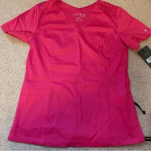 Matix Women's Bright Pink V-Neck Short Sleeve Scrub Top